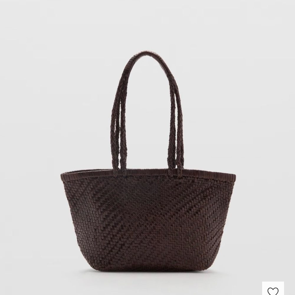Elegant Brown Woven Tote Bag mango